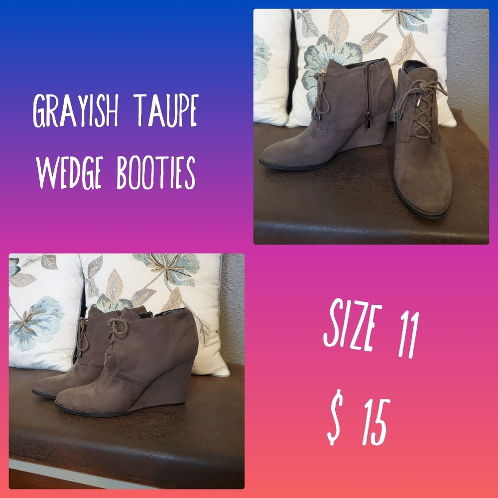 Gray/Taupe Wedge Booties